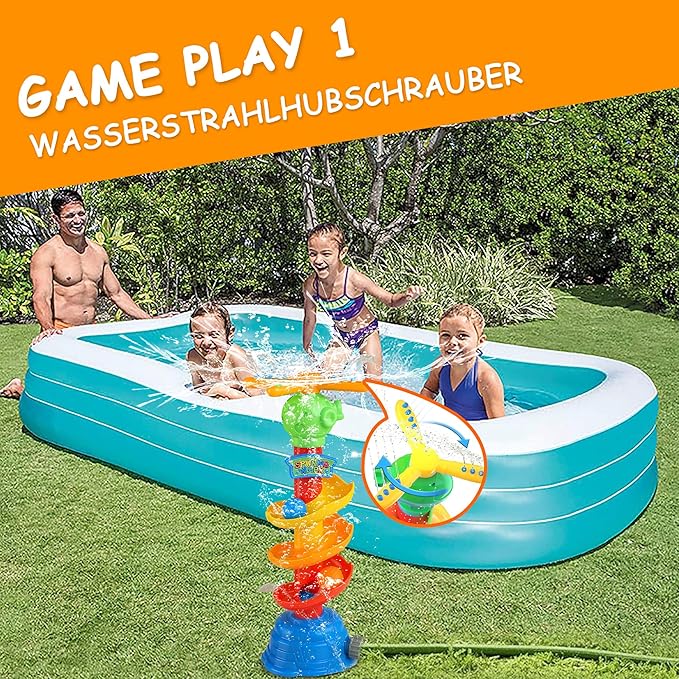 Water Rocket Sprinkler for Kids, Outdoor Sprinkler Rocket Launcher Toy for Backyard, Summer Water Toys for Kids Ages 3-12, Fun Water Powered Rocket Toy (3-in-1-ball)