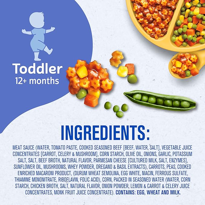 Gerber Toddler Food, Pasta Stars in Meat Sauce, Mealtime for Toddler, 8PK