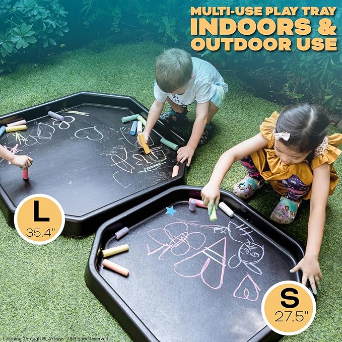 Tuff Tray (Small Black), Sensory Tray with Textured Surface, Sand and Water Table, Sensory Bin – Sensory Play for Toddlers and Kids