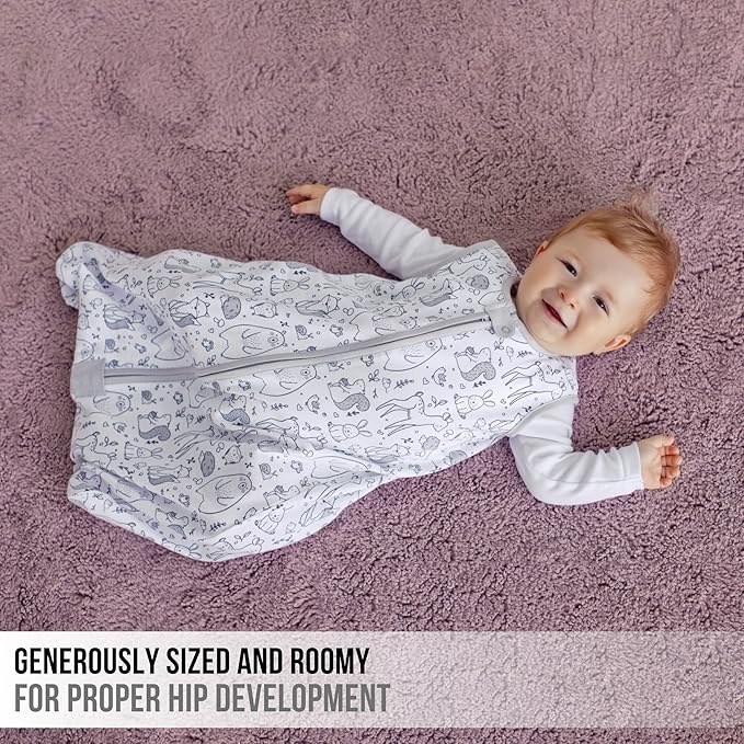 Baby Sleep Sack 1.0 TOG, Organic Cotton Baby Wearable Blanket with Two-Way Zipper, Swaddle Transition Baby Sleeping Bag, All-Season Sleep Sack for Newborn Infant Toddler Boy Girl, 2-Pack, 6-12 Month