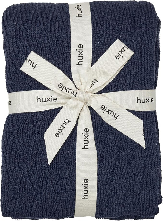 Knitted Organic Cotton Baby Blanket- Swaddle Blanket, 30" x 40" Soft Receiving Blanket for Newborn(North Sea Blue)