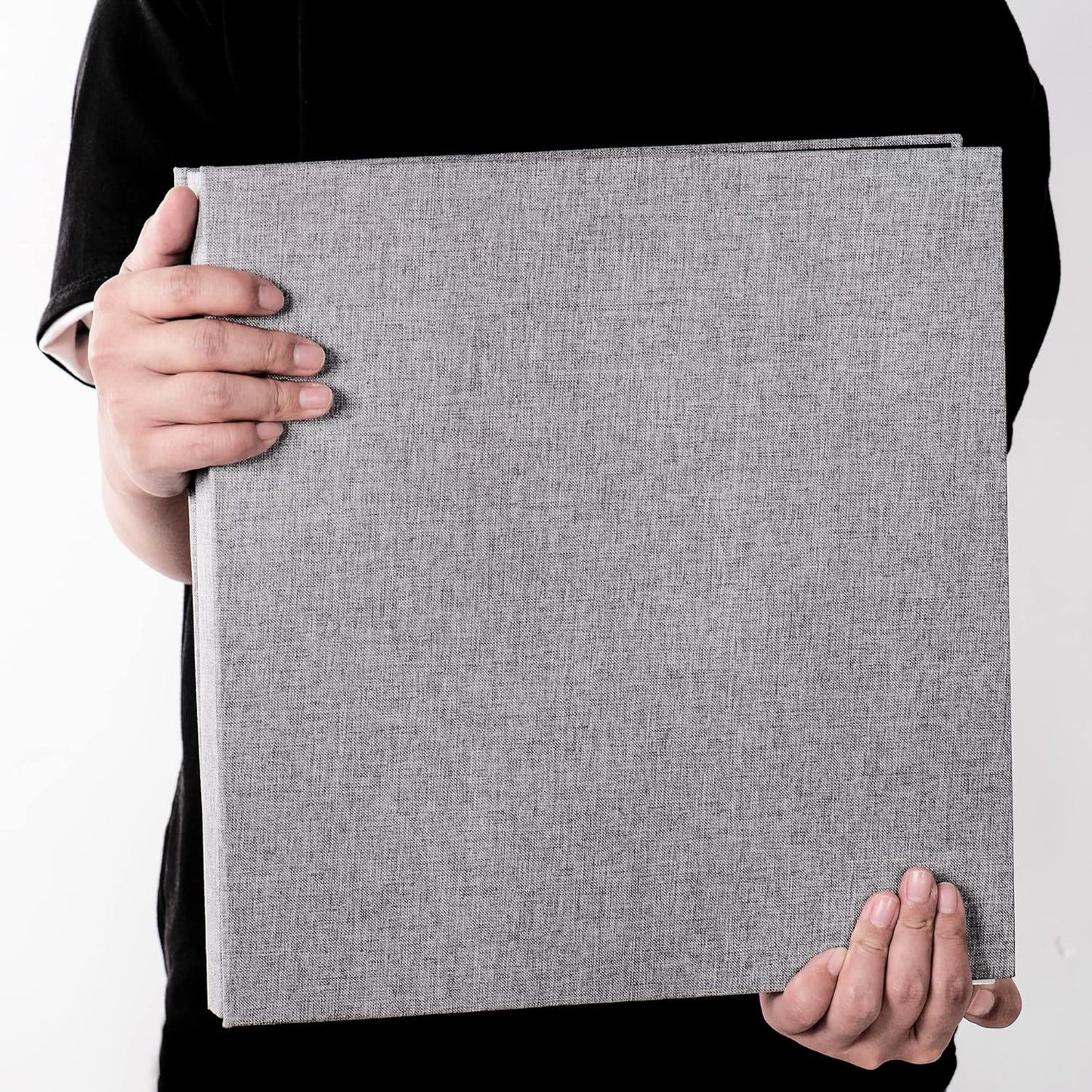 Large Photo Album Self Adhesive 4x6 8x10 10x12 Scrapbook Magnetic Album DIY Scrapbook Length 13 x Width 12.8 (Inches) 120 Sticky Pages Linen Cover DIY Photo Album(Grey)