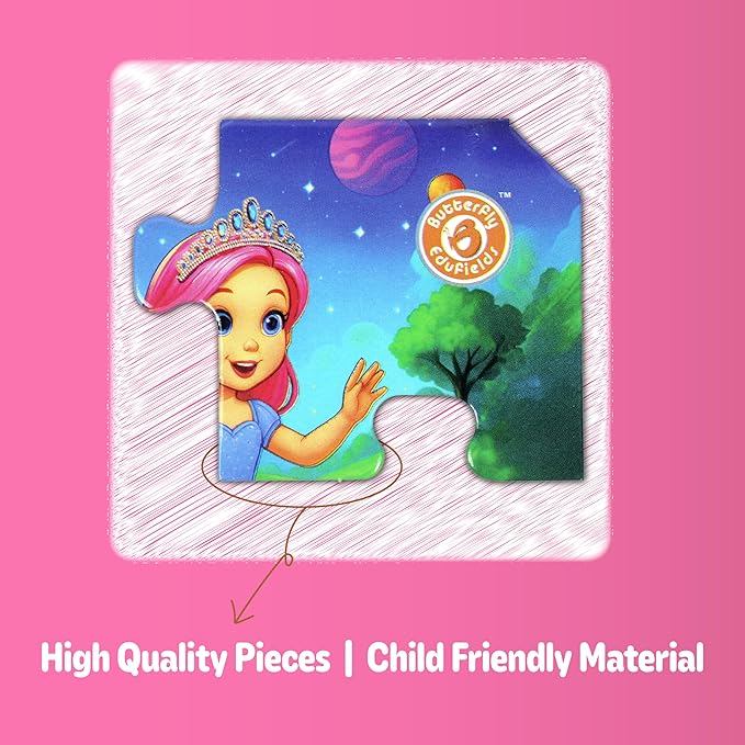 Butterfly EduFields 4-in-1 Princess ‍ & Unicorn Jigsaw Puzzles for Girls | 38 Pcs Puzzle Toy for Kids Age 3 4 5 6 7 Years | Preschool Learning with Coloring Sheets | Birthday Gift for Girls