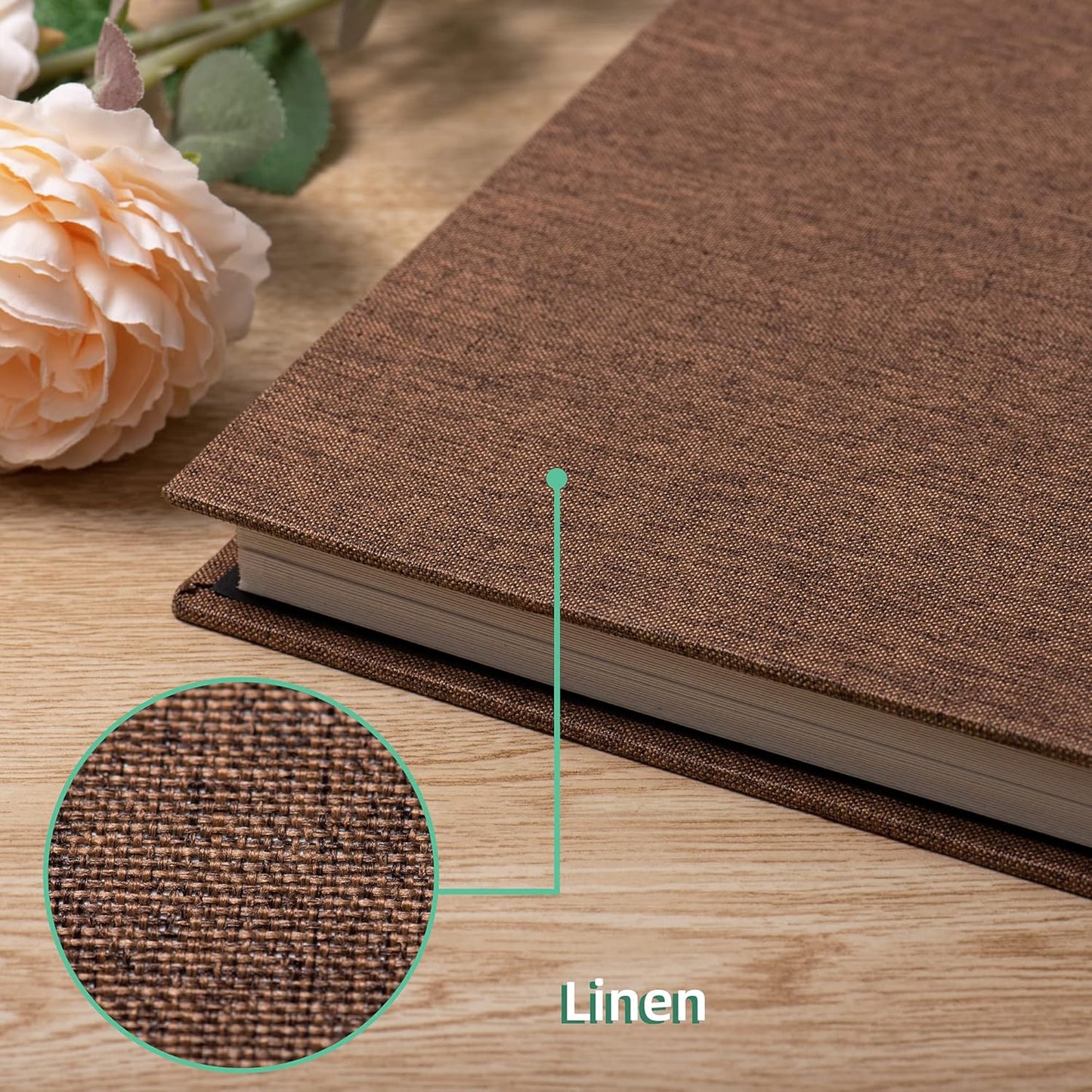 Large Photo Album Self Adhesive Scrapbook Album for 4×6 8×10 Pictures DIY Magnetic Linen Cover Album 40 Pages for Family Wedding Gifts with Metal Pen and Plastic Board