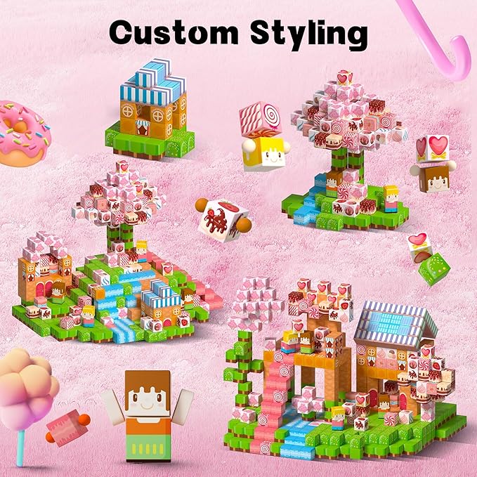 150Pcs Magnetic Building Blocks,Magnetic Cubes Pink Princess Set for Kids Age 3+ Girls Stacking Building for Kids Magent Blocks Constrcution Preschool Learning Toys Birthday Gifts