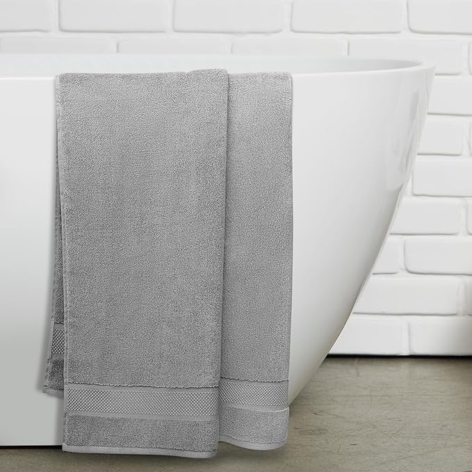 100% Organic Zero-Twist Cotton Towel - Luxury Bath Towel - Ultra Soft & Plush 700GSM Long-Staple Cotton (Pewter Grey)