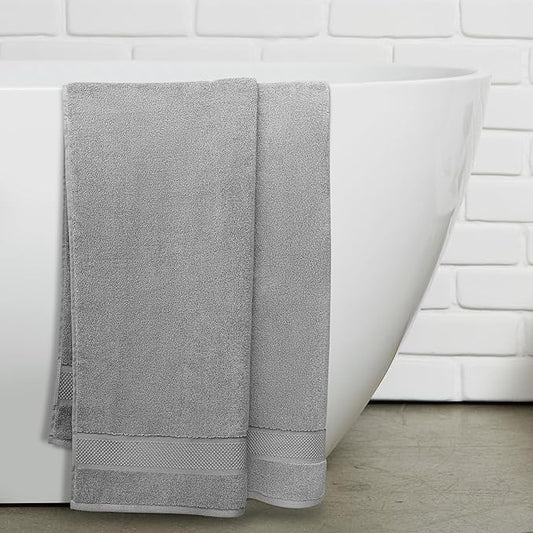 100% Organic Zero-Twist Cotton Towel - Luxury Bath Towel - Ultra Soft & Plush 700GSM Long-Staple Cotton (Pewter Grey)