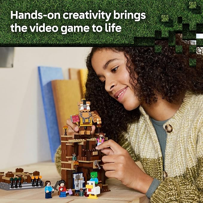 LEGO Minecraft Woodland Mansion Fighting Ring - Building Toy for Kids Age 10+ - Includes Steve, Garrett, & Henry Minecraft Figures, Plus a Chicken Jockey & More - Birthday Gift Idea for Fans - 21272