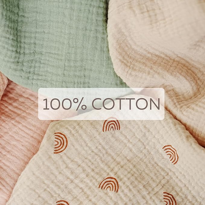 Muslin Nursing Covers for Breastfeeding, Privacy Breast Feeding Cover with Arch Neckline for Mom and Baby, Breathable 100% Cotton Nursing Apron Multi-use Stroller Cover