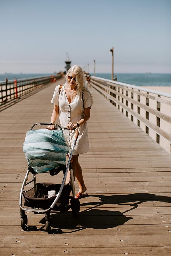 Copper Pearl Multi-Use Cover: Car Seat, Nursing, Stroller Cover - Stretchy Fabric, All-Season, Stylish Designs, Easy Access for Moms - Waves