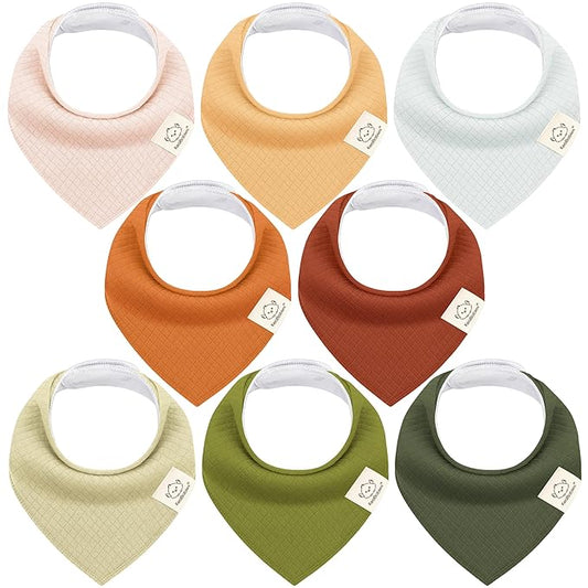 KeaBabies 8-Pack Bandana Bibs for Baby Girls, Boys - Organic Cotton Baby Bibs for Drooling & Teething Newborn, Toddler, Infant 0-36 months, Extra Soft, Absorbent Cloth with Snaps (Sahara/Quin)