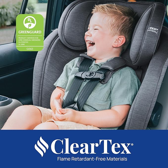 Chicco OneFit Max ClearTex All-in-One Car Seat with LeverLock Installation, Slim Design, Convertible Car Seat, Seat for Infants and Children 5-100 lbs | Ash/Grey