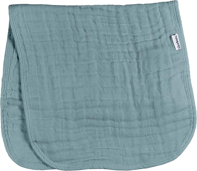 Gerber Baby Unisex Muslin Burp Cloths 6-Pack, Teal, Large Size 20" x 10"