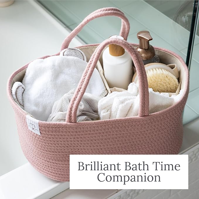 Natemia Baby Diaper Caddy Organizer - Baby Shower Basket for Gifts - Nursery Storage for Diapers, Wipes, Breast Pump - Portable Organizer and Gift Bag - Newborn Essentials