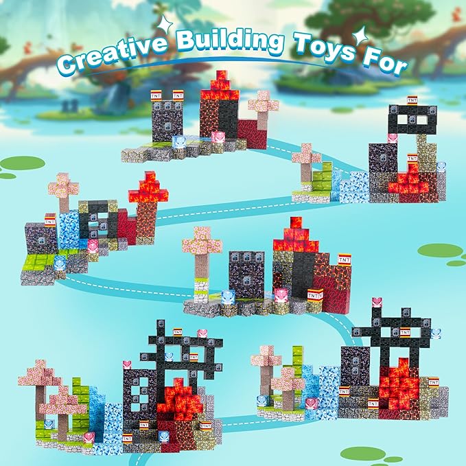 Magnetic Blocks,112PCS Build Magnet Magic World,Creative Toy for 3+ Years Old Girls Boys, Montessori Sensory STEM Preschool Outdoor Toddler Toys