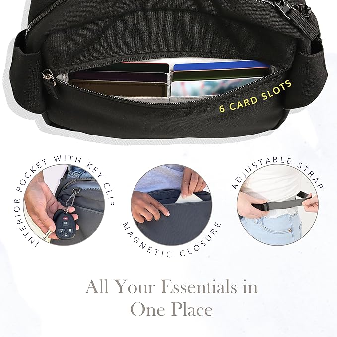 Red Rovr Everyday Joey Belt Bag | Organization & Zipper pockets |Adjustable Strap for All Ages (Charcoal Doodle)