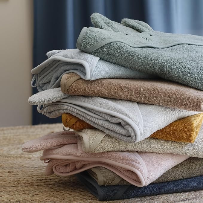 Baby Hooded Towel – Organic Cotton Baby Bath Towels, 32" x 32" Super-Soft and Absorbent Baby Towels for Newborn 2-Pack (Blush/Baby Blue)