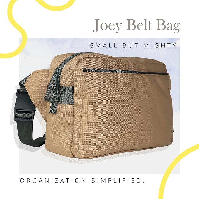 Red Rovr Everyday Joey Belt Bag | Organization & Zipper pockets |Adjustable Strap for All Ages (Toffee)