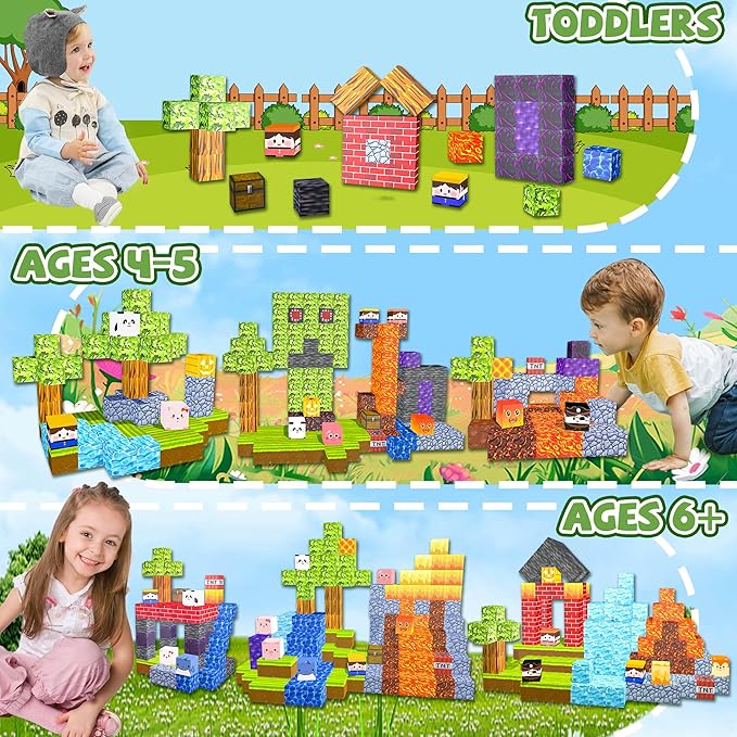 Magnetic Blocks,100PCS Magnetic Building Blocks Upgraded Sensory Toys Construction Set,Magnets Cubes Building Toys for Kids Games,Toddler Montessori Stacking Magnets for 3+ Boys Girls Birthday Gifts