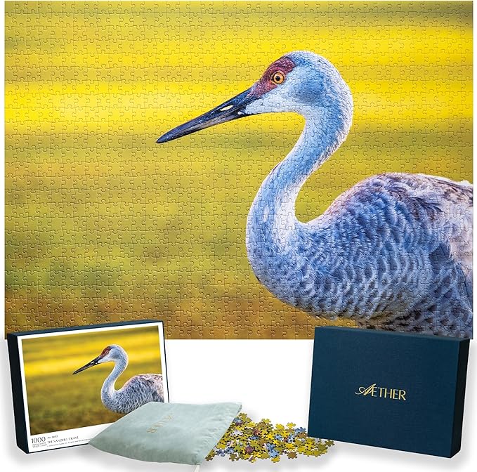 The Sandhill Crane Puzzle, Premium 1000 Piece Jigsaw Puzzle for Adults, Glare-Free, Soft-Touch Puzzles, Made in USA, 26.6" x 19.25"