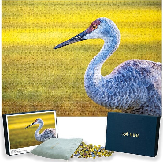 The Sandhill Crane Puzzle, Premium 1000 Piece Jigsaw Puzzle for Adults, Glare-Free, Soft-Touch Puzzles, Made in USA, 26.6" x 19.25"