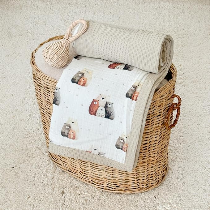 Personalized Baby Blanket with Name – Handmade 100% Organic Cotton Newborn Gift | Custom Knit Blanket for Boys, Girls, Kids & Baby Showers