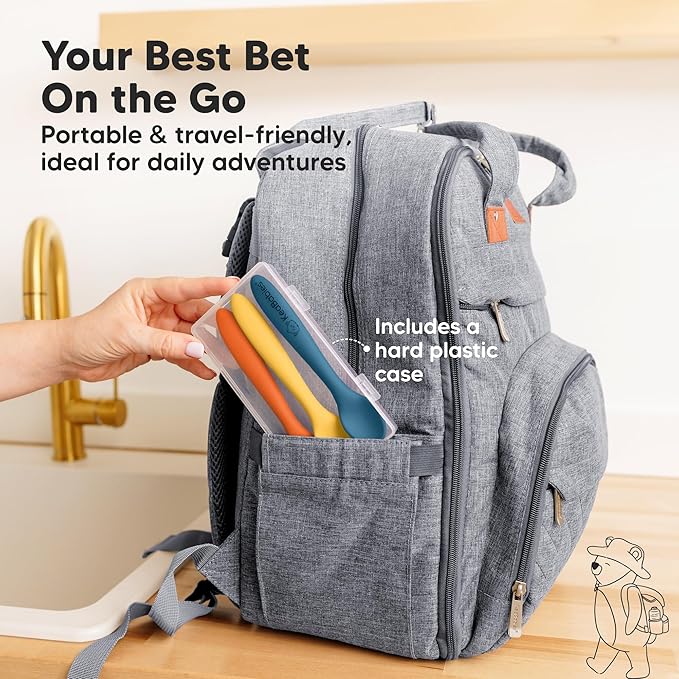 KeaBabies Silicone Baby Spoons, Self Feeding 6-12 months - 3-Pack Baby Weaning Eating Utensils, Toddler First Food Training Spoon, Infant, Kids Feeding Supplies Essential Set,Dishwasher-safe (Valiant)