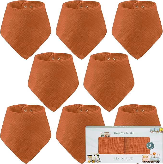 Muslin Baby bibs for drooling and teething, 100% cotton, Bibs for baby girl, Muslin bibs for boys (8 Pack)