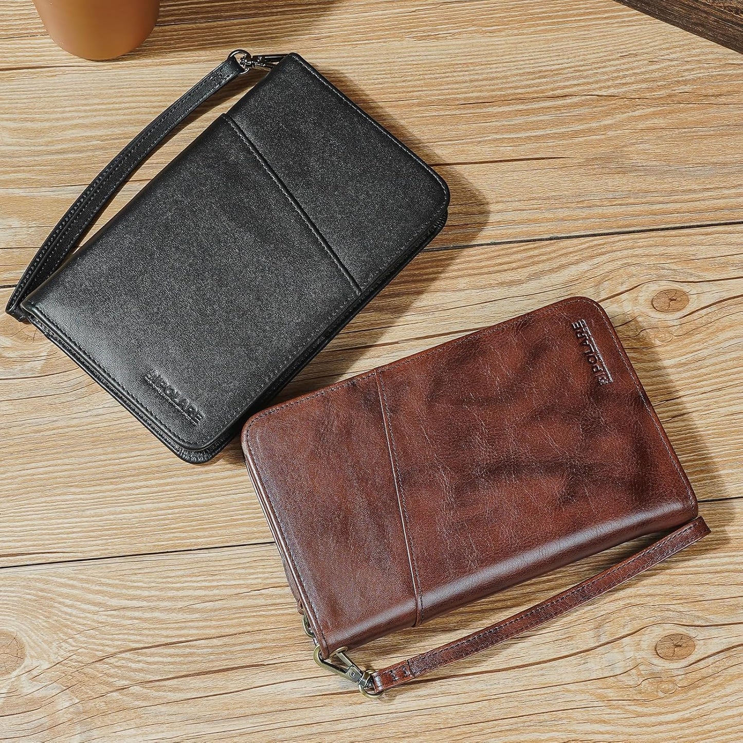 Polare Full Grain Leather Passport Holder Cover Case for Men and Women RFID Blocking Family Travel Wallet Holds 6 Passports