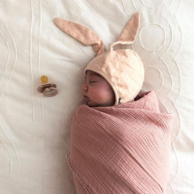 Ely's & Co. Cotton Muslin Swaddle Blanket 2-Pack for Baby Boy or Girl — 100% Cotton Muslin Extra-Large Swaddle Blankets (47” x 47”) Solid Dusty Rose │ Dusty Rose Raindrops