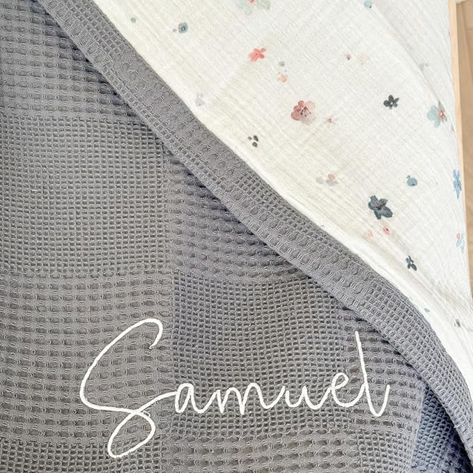 Personalized Baby Blanket with Name – Handmade 100% Organic Cotton Newborn Gift | Custom Knit Blanket for Boys, Girls, Kids & Baby Showers