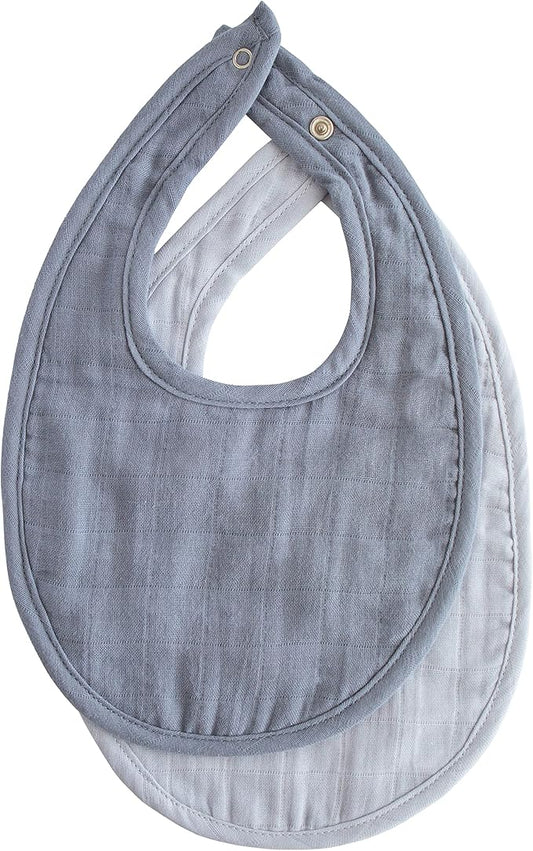 mushie Muslin Baby Bib | Soft Cotton for Infant Drips, Drools & Feedings | Adjustable Fit | 2 Pack