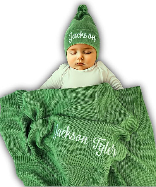 Personalized Baby Blanket, 100% Organic Certified Cotton, Customized Swaddle Blanket with Name, Receiving Blankets for Boys and Girls, Perfect Custom Gifts for Newborns, Kids and Baby Showers