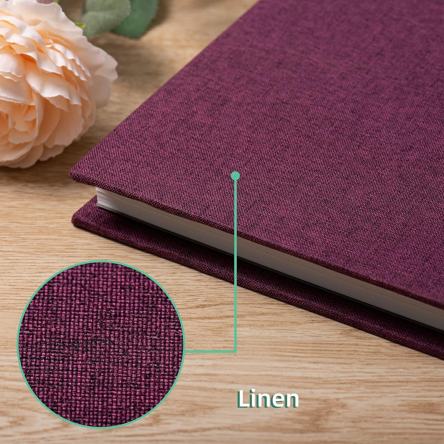 Large Photo Album Self Adhesive Scrapbook Album for 4×6 5×7 8×10 Pictures DIY Magnetic Linen Cover Album 40 Pages for Family Wedding Gifts with Metal Pen and Plastic Board