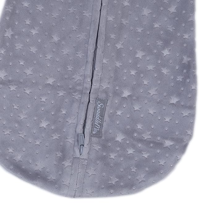 SwaddleMe by Ingenuity Compression Baby Swaddle Pod in Velboa, Two-Way Zipper for Easy Diaper Changes, Improves Sleep & Calms Startle Reflex, 0-2 Months, 1.0 TOG, 2-Pack - Clouds & Stars