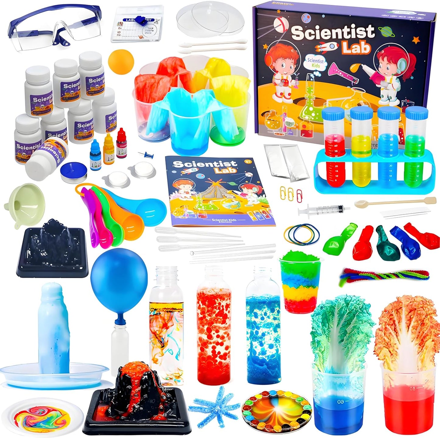 Science Kits for Kids 72+ Science Lab Experiments Erupting Volcano,Rainbow Rain,Artificial Snow Magic Chemistry Toy DIY Science Educational Learning Kit for Boys Girls
