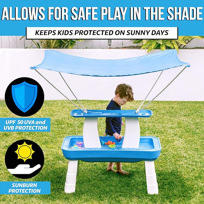 GoSports Water Table With Pump for Toddlers Ages 1.5-4 Years - Outdoor Play Table for Kids With Integrated Circulating Pump