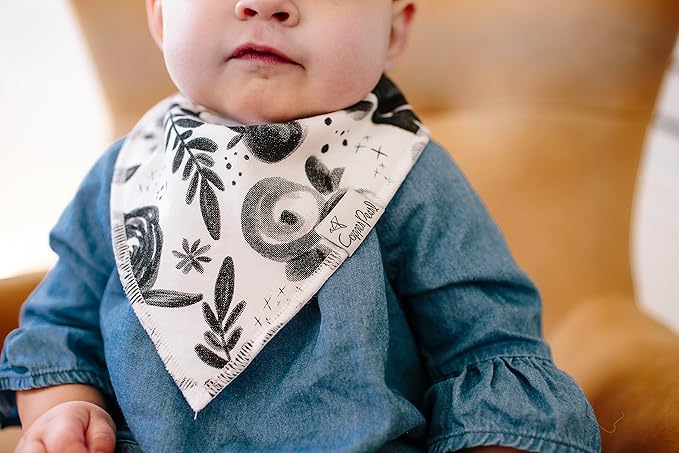 Copper Pearl 4 Pack Soft Cotton Baby Bibs for Drooling and Teething, Absorbent Drool Bibs for Baby Girl and Boy, Adjustable to Fit Newborns to Toddlers, Tons of Styles (Sage)