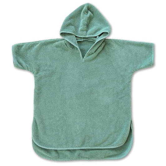 Natemia Towel Poncho Kids (Sage) - 100% Organic Turkish Cotton - Machine Washable Poncho Towel for Girls, Boys- Soft on Sensitive Skin - Toddler Hooded Beach Towels - Perfect Baby Registry Gift (6-8T)