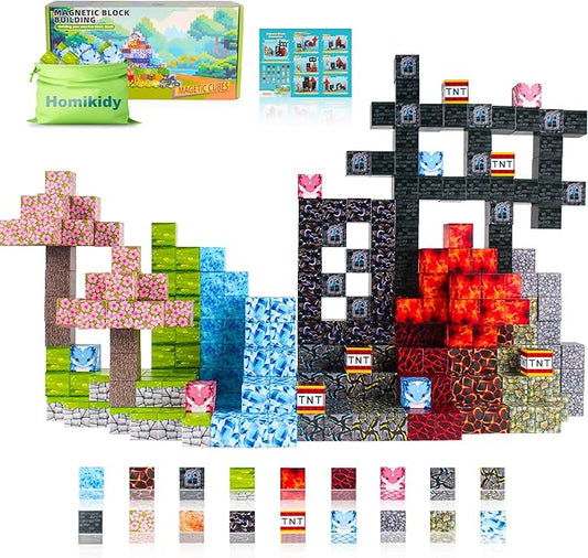 Magnetic Blocks,112PCS Build Magnet Magic World,Creative Toy for 3+ Years Old Girls Boys, Montessori Sensory STEM Preschool Outdoor Toddler Toys