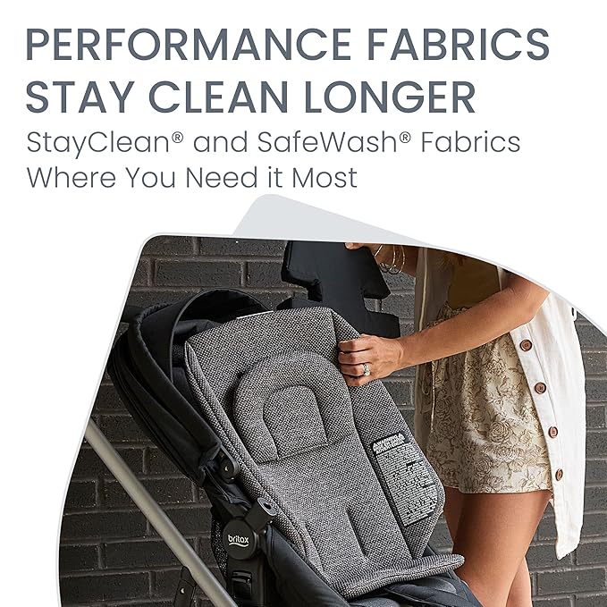 Britax Grove™ Modular Stroller, Lightweight Stroller with CozyFit™ Insert and Bumper Bar, 6 Ways to Ride, SafeWash, Pindot Onyx