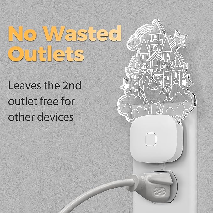 DORESshop Cute Night Light for Kids [2 Pack], Night Lights Plug Into Wall, Acrylic Carved Castle 8 Color Changing Baby NightLight with Dusk to Dawn Sensor, LED Night Lights for Children Girls Bedroom