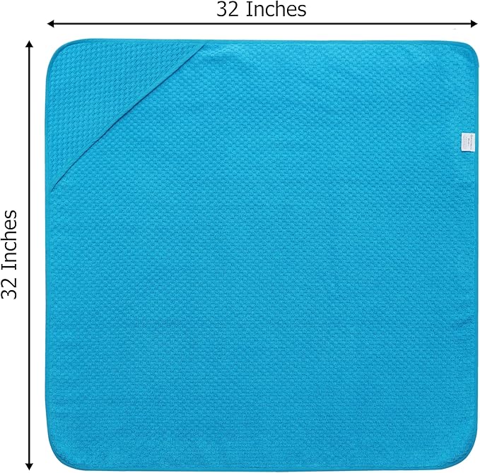ORIGINAL KIDS Hooded Baby Towel for Newborn - Soft Snugly Waffle Weave Baby Bath Towel with Hood for Infants, Toddlers - 100% Cotton Wrap - Absorbent Newborn Bath Essentials - Large 32x32 - Aqua