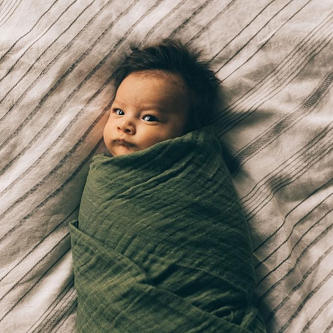 Little Unicorn Premium Cotton Swaddle Baby Blanket | Breathable Fabric | for swaddling, Play, Nursing & More (Fern)