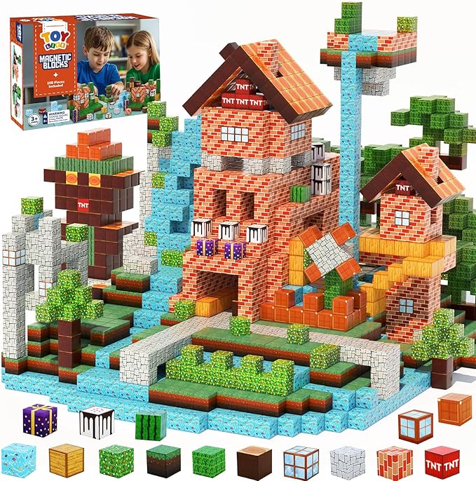 Magnetic Blocks, 108 Pcs Build Mine World Magnet Building Blocks Set for Kids Age 3+ Year Old Boys Girls, Magnetic Construction Building Toy for Toddler