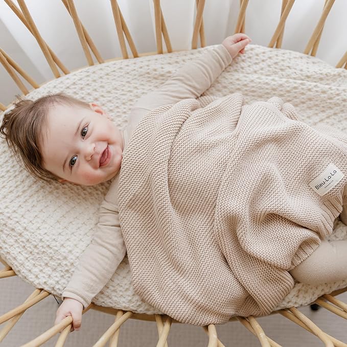 Heritage Knit 100% Organic Cotton Baby Swaddle Blanket for Boys and Girls - Soft Warm Cozy Unisex Receiving Cuddle Blanket for Newborns, Infants & Toddlers (Hunter Green, 0-2 Years)