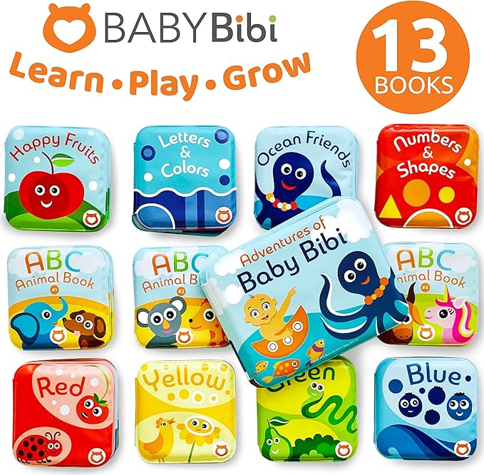 Baby Bath Books Mega Set (Pack of 13 Books) - Educational Waterproof Baby Bathtime Plastic Books for Bath Tub with Animals, Colors, Numbers and ABC Letters - Learning Toy Books for Babies and Toddlers