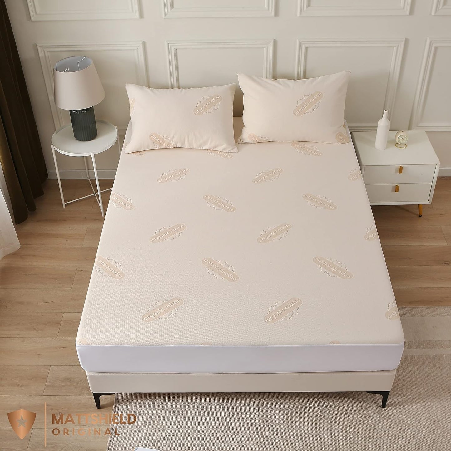 Waterproof Organic Mattress Protector Queen - Organic Cotton Breathable Mattress Pad Cover - 250 GSM Comfort - Deep Pocket - Fitted Comfort