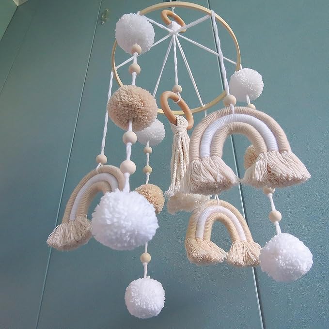 Neutral Boho Rainbow Baby Mobile for Crib Mobile Nursery DéCor