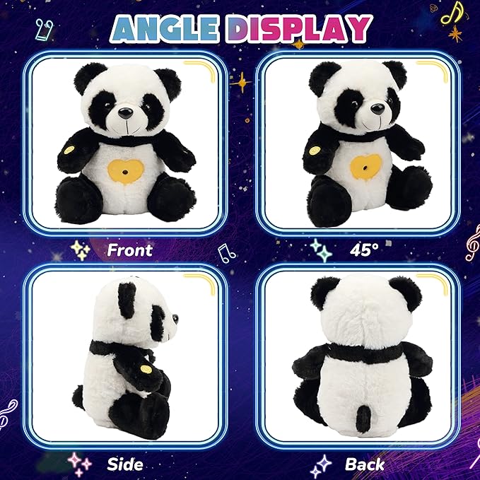 Cuteoy Plush Panda Star Projector Musical Adjustable Singing Night Light Stuffed Animals Glowing Plushies Toy Gifts for Kids Birthday Easter Christmas,12''